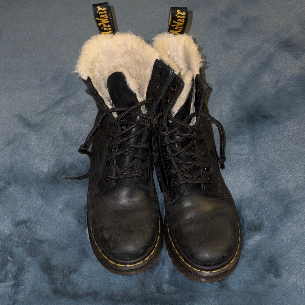 Dr. Martens Black Fur-Lined Combat Boots